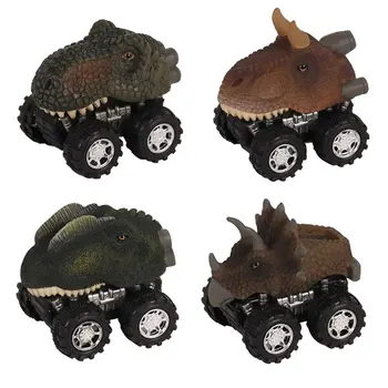 

4 Pcs Pull Back Dinosaur Model Cars Toy With Big Tire Wheel Creative Gifts For Children Kids FJ88
