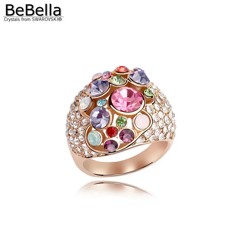 Кольцо с кристаллом BeBella позолоченное кольцо австрийскими кристаллами Swarovski для
