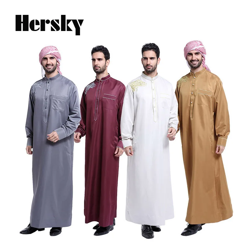 

Arab Muslim Long clothing for men thobe Islamic abayas dress Indian mens kaftan Robe de chambre Men XXL XXXL Plus size Clothes