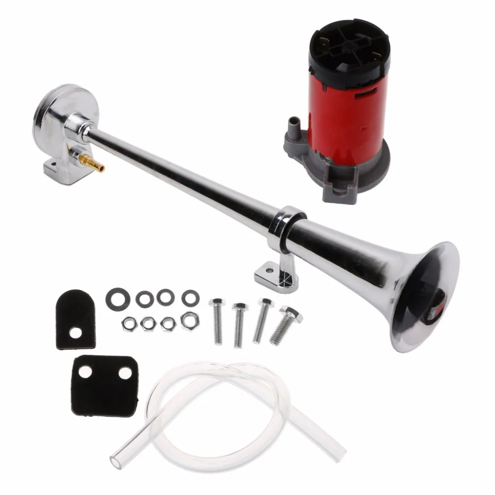 12V 150dB Single Trumpet Car Air Horn Chrome Super Loud with Compressor