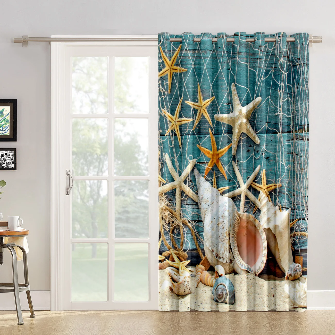Cortinas de tratamiento de ventana de playa de concha de estrella de mar cortinas de Valance sala de estar Blackout cocina dormitorio tela decoración interior niños ventana