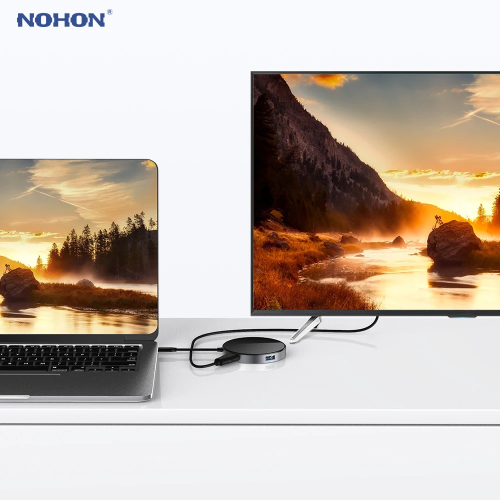  NOHON USB C HUB Wireless PD Charger Type C To HDMI USB 3.0 Adapter Data For MacBook Samsung S8 S9 H