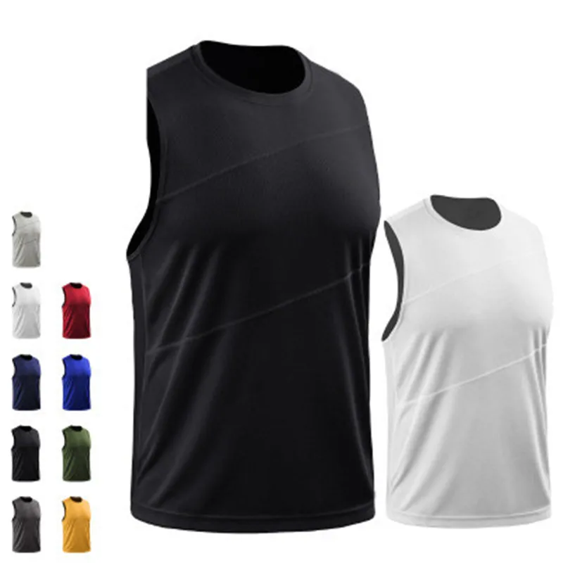 2019 Men's Running Vest Summer Loose Gym T Shirt Sleeveless Fitness Training Clothes Quick-Drying Soccer Outdoor Muscle Tops