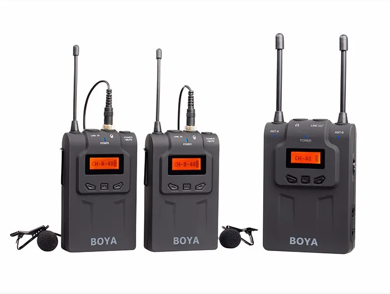 BOYA BY-WM8 Pro K1 K2 UHF двойное беспроводное интервью с микрофоном Mic 2 передатчика и 1 приемник для iPhone DSLR видеокамеры