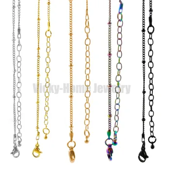 

24'', 30'' +2'' inch ball station chain with lobster clasp can be choose stainless steel rolo chain
