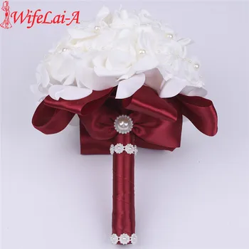 PRECIO BARATO ❤️ Wifelai-a perlas con cuentas PE Rose dama de honor boda flores de espuma ramo de rosas de novia para boda cinta de boda falso ramo de novia boda - discount item 40% OFF Bodas y eventos