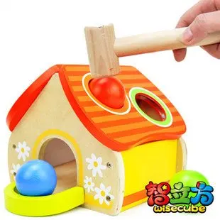 Candice guo! Hot sale high quality colorful educational wooden toy house shaped knock ball toy blocks-wooden-toys : image Candice guo! Hot sale high quality colorful educational wooden toy house shaped knock ball toy blocks-wooden-toys