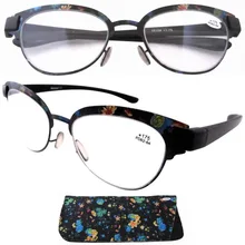 R11081 цветочный нержавеющая сталь рамка обод Пластик руки Для женщин очки для чтения