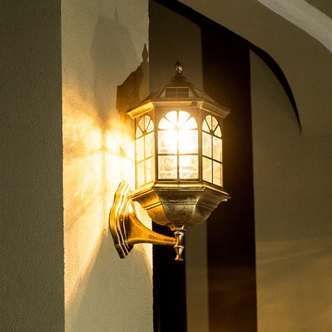 Solar à Prova Lâmpada de Iluminação Arandela para Rua Led ao ar Retro Vidro Livre Dwaterproof Água Parede Casa Varanda Portão 220v 110v