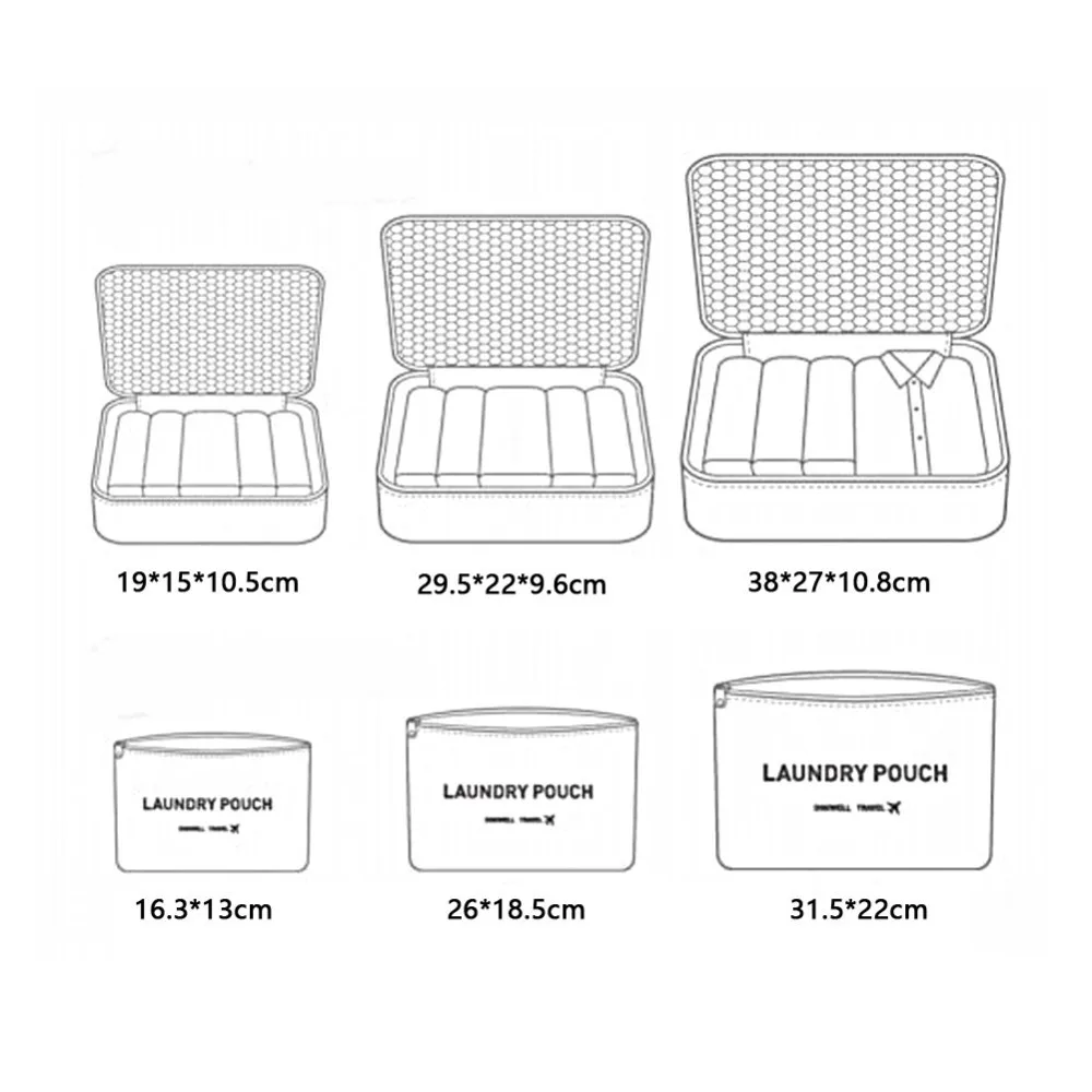 6 قطعة/المجموعة السفر حقيبة التخزين للملابس أمتعة محمولة الحقيبة حقيبة المنظم للماء المنزل خزانة مقسم الحاويات حالات