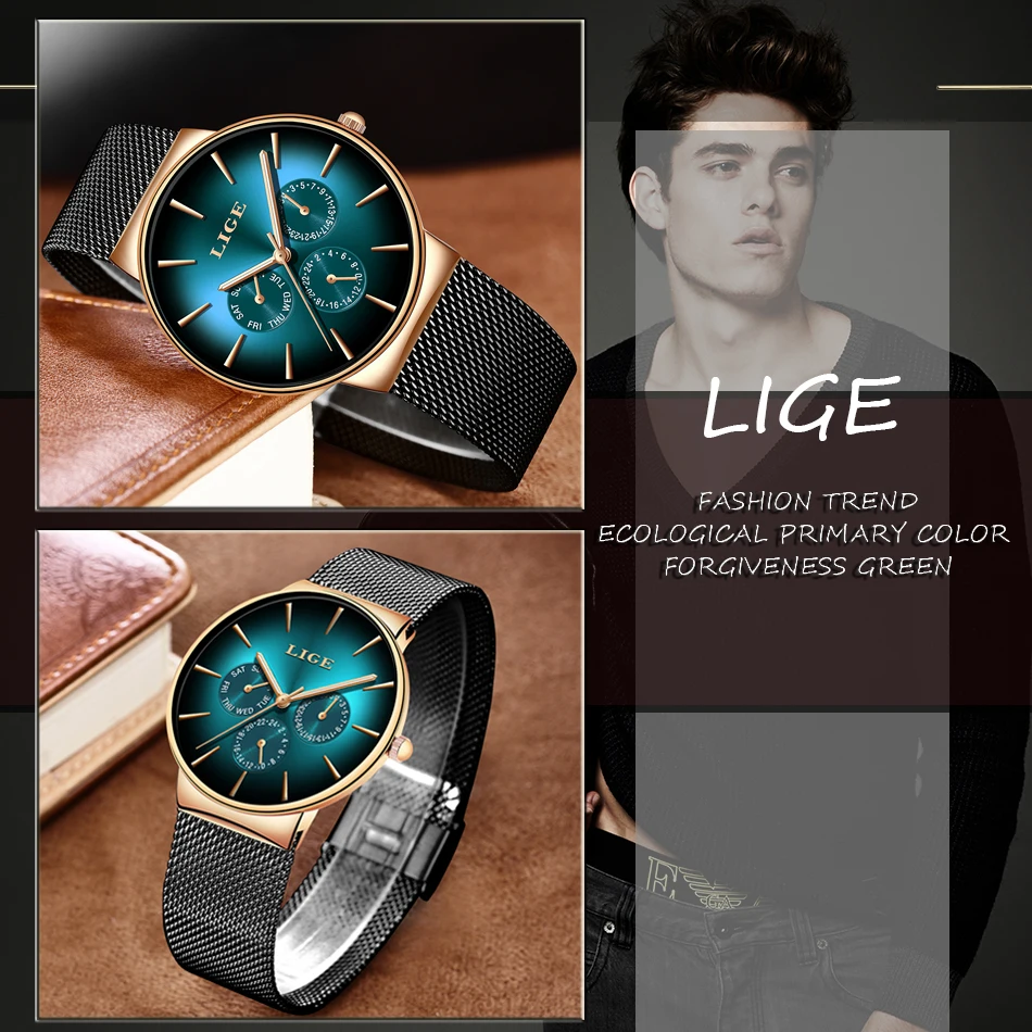 Новинка LIGE модные мужские часы люксовый бренд бизнес синие кварцевые часы мужские повседневные водонепроницаемые крутые часы Relogio Masculino