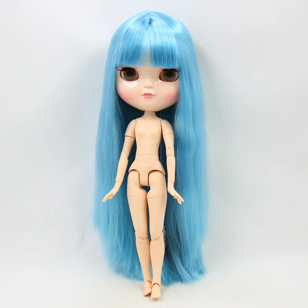 Neo Blythe Doll with Blue Hair, White Skin and Custom Jointed Body with Asian Look 5