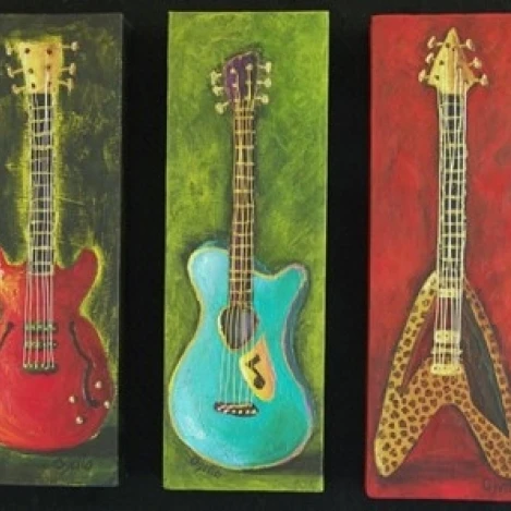 Three Guitars 2 Poster Print by Debra Ozello (20 x 16)