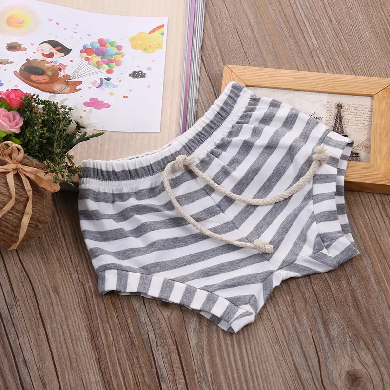 Cute baby lantern pants casual toddler boy girl shorts simple striped Jogging hot pants