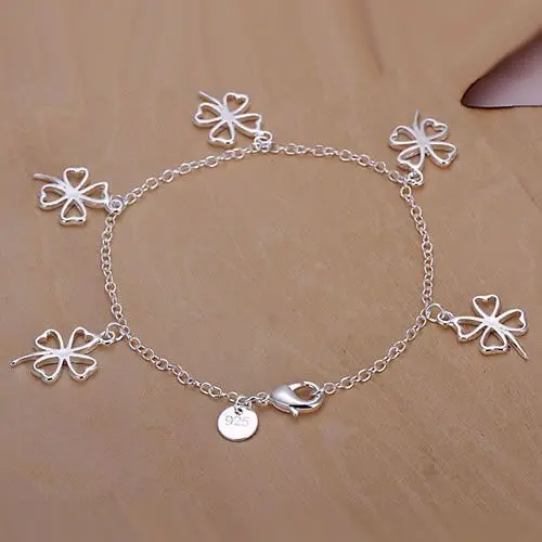 

H185 925 Hot Selling silver bracelet, 925 Hot Selling silver fashion jewelry Hollow Four-leaf Clover Bracelet /bhoajyva avuajnba