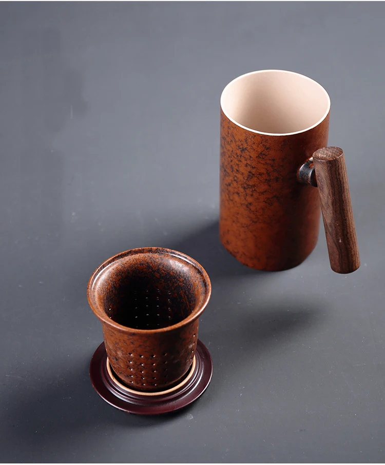 Черная керамика керамическая чашка креативная индивидуальная кружка с фильтром офисные керамические чайные чашки