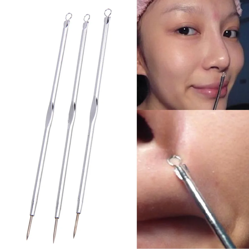 3Pcs Antibacterial Acne Cleansing Cleaning Comedone Extractor Stainless