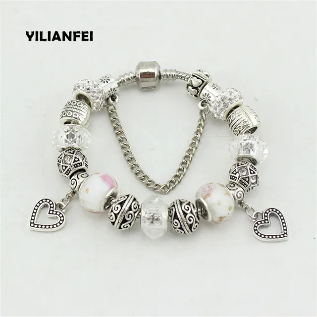 Yilianfei Peach Heart Pendant 4 Colour Chamilia Beads Cute Elegant Yilianfei Peach Heart Pendant 4 Colour Chamilia Beads Cute Elegant Charm Bracelets Bangles For Women
