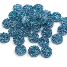 Новая мода 40 шт 12 мм Голубое озеро AB натуральная руда стиль плоская задняя Смола Кабошоны для браслета серьги accessories-V3-28