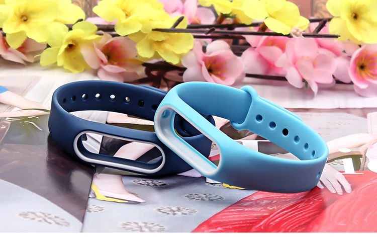 BOORUI, два цвета, mi band, 2 ремешка, силиконовый, здоровый, Pulsera, цветной, сменный, ремешок на запястье для xiaomi mi 2, smart band, 15 цветов