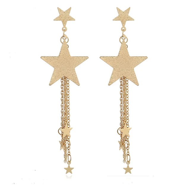Meajoe Trendy Gold Silver Plated Star Drop Earring Charm Atmosphere Meajoe Trendy Gold Silver Plated Star Drop Earring Charm Atmosphere Dangle Earrings For Women Jewelry Friend