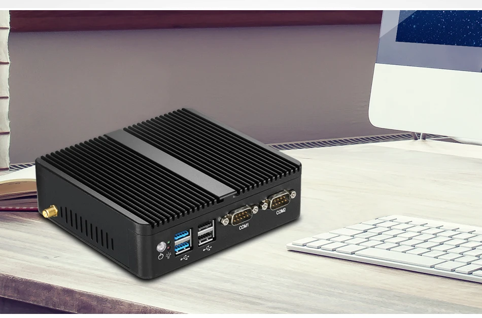 Безвентиляторный мини-ПК компьютер Intel Celeron N2808 2810 процессора Windows 10 pfsense 2 * LAN 2 * RS232 DB9 300 M Wi-Fi компактных настольных ПК