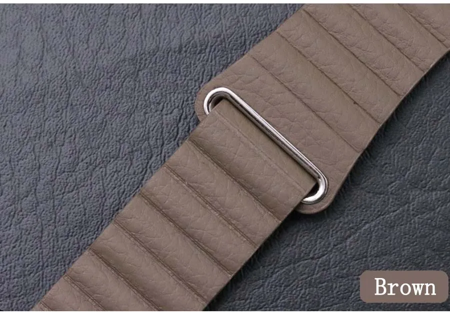Кожаный ремешок-петля для Apple Watch 42 мм 44 мм наручный браслет Iwatch 4 3 2 1 40 мм 38 мм ремешок для часов Correa спортивный ремень браслет - Цвет ремешка: Brown