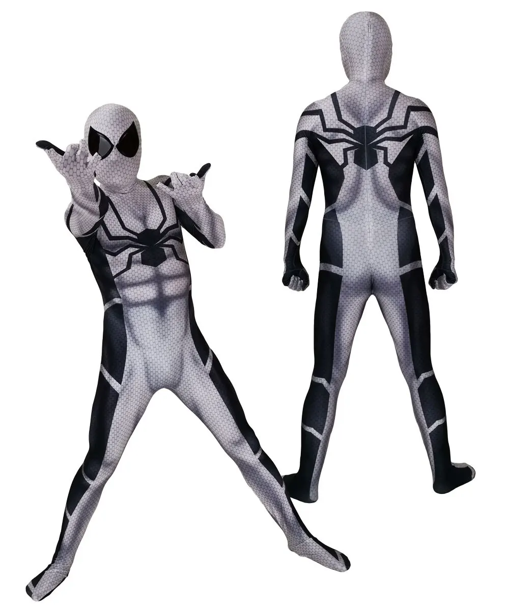 

NEW 3D Printed White Anti-Venom Spider-Man Costume Stealth Future Fundation Spiderman Superhero Cosplay Costume For Halloween
