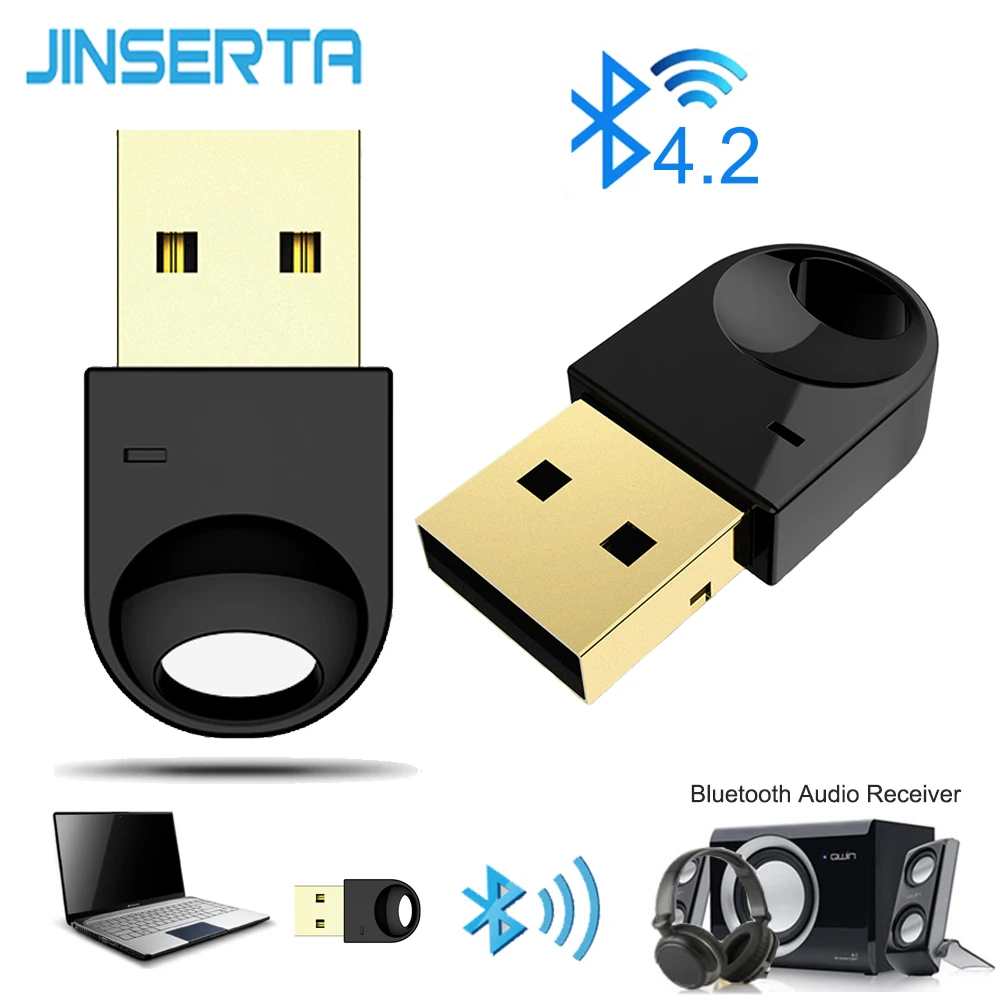 

JINSERTA USB Wireless Adapter Bluetooth 4.2 Transmitter MP3 Music Player Bluetooth Audio Adapter for PC TV Bluetooth Headphone
