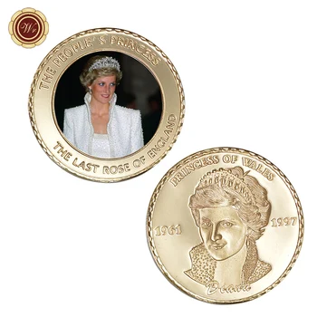 

WR Famous Person Metal Coin 999.9 Gold Plated Princess of Diana Challenge Coins Creative Birthday Gifts Home Decor