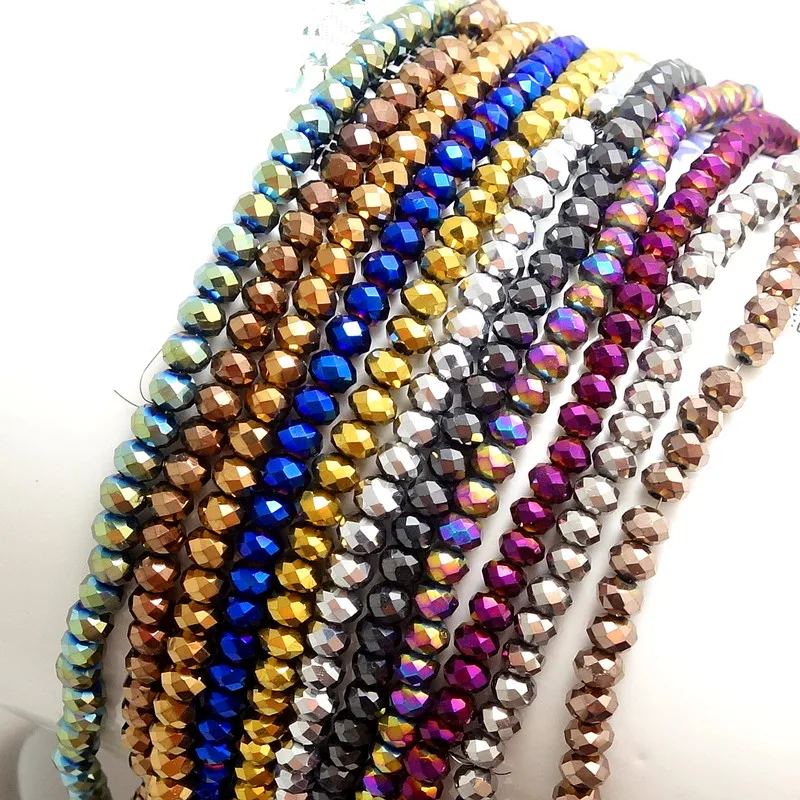 

200pcs Rondelle faceted Crystal Glass Loose Spacer Round Beads for Jewelry Making 3x2mm