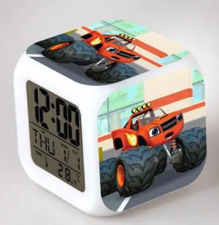 Blaze and Monster Machines светодиодный цифровой будильник часы reloj despertador de cateceira horloge digitale детские игрушки подарки - Цвет: Прозрачный