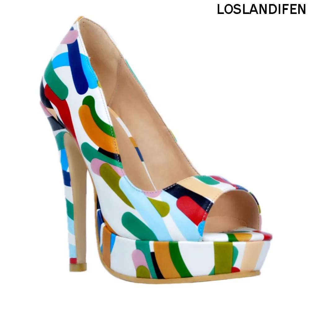 

2018 Summer Style Ladies Womens Fashion Handmade 13cm Open Toe Slip On High heel Platform Party Sandals Shoes XD027
