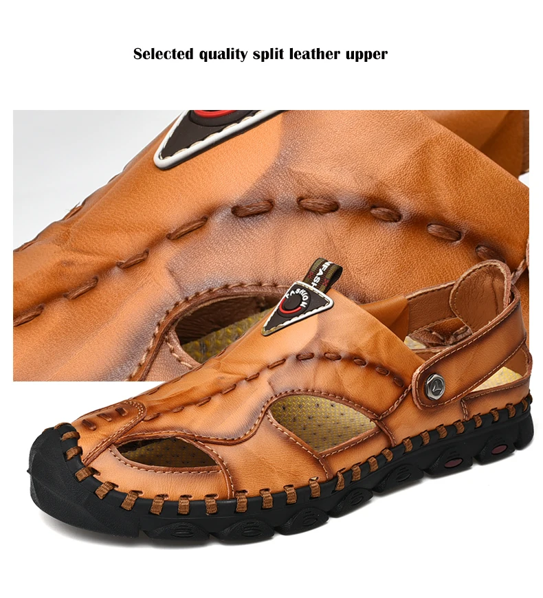Новые модные мужские сандалии из натуральной кожи летние туфли легкие удобные мужские пляжные сандалии кожаная мужская обувь размера плюс