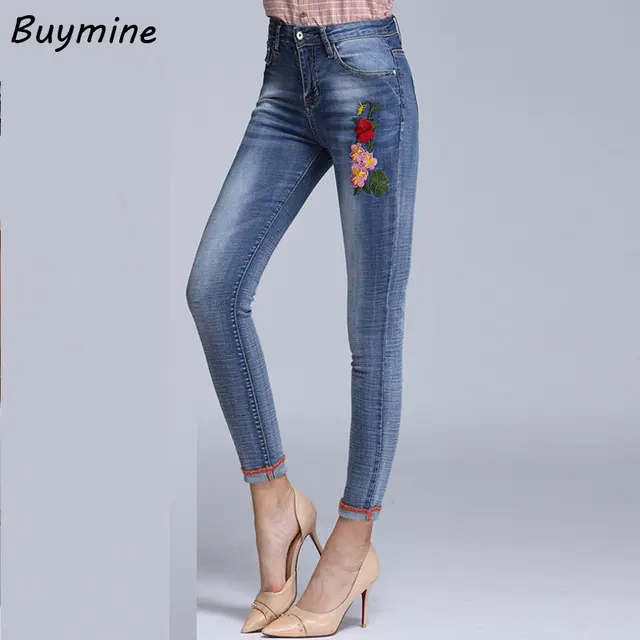 High waisted floral skinny jeans 2017 High waisted floral skinny jeans 2017