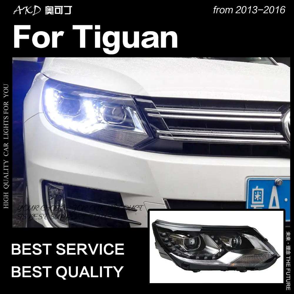 AKD автомобильный Стайлинг для VW Tiguan фары 2013- Tiguan светодиодный фонарь DRL Hid головной фонарь Ангел глаз биксеноновый луч аксессуары