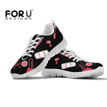 

FORUDESIGNS Nurse Heartbeat Women's Sneakers Flats Autumn Ladies Comfortable Mesh Shoes for Female Lace Up Light Zapatos Mujer