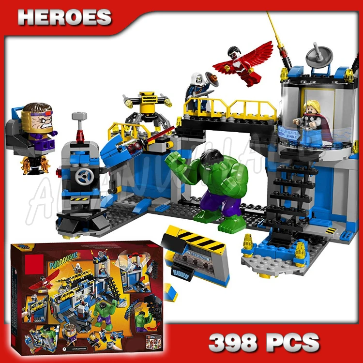 Игрушечные блоки для мальчиков супергероев Халка лаборатории Thor Base 10241