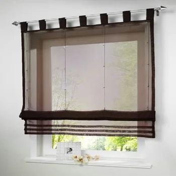 

Roman shade European Solid color style tie up window curtain kitchen curtain voile sheer for Living Room Voile Tulle Screening
