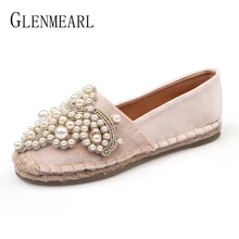 Брендовые женские лоферы; обувь в рыбацком стиле на плоской подошве; сезон весна; слипоны; эспадрильи; повседневные водонепроницаемые Мокасины с жемчугом; женские тонкие бархатные туфли размера плюс; NewDE
