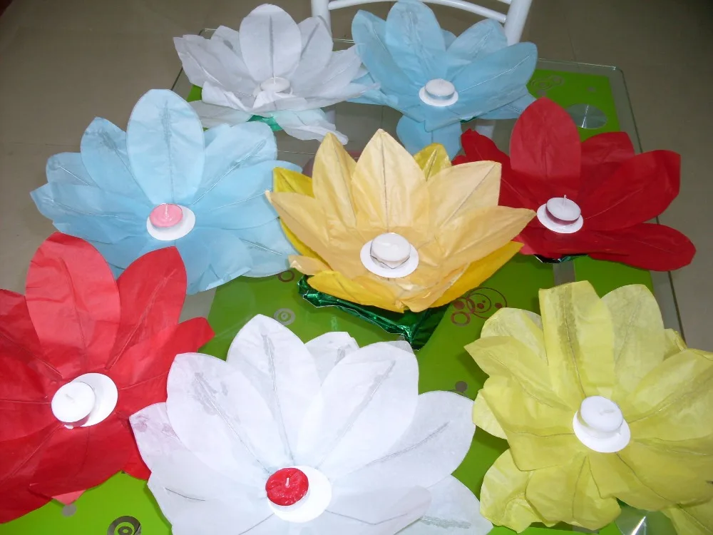 

New 20 pcs Paper Lotus Flower Floating Lantern Wishing Lamp Party Decoration