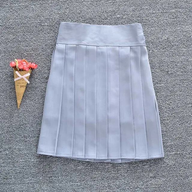 New Women Pleated Skirt with Shorts Schoolgirl Uniform Mini Skirt Solid ...