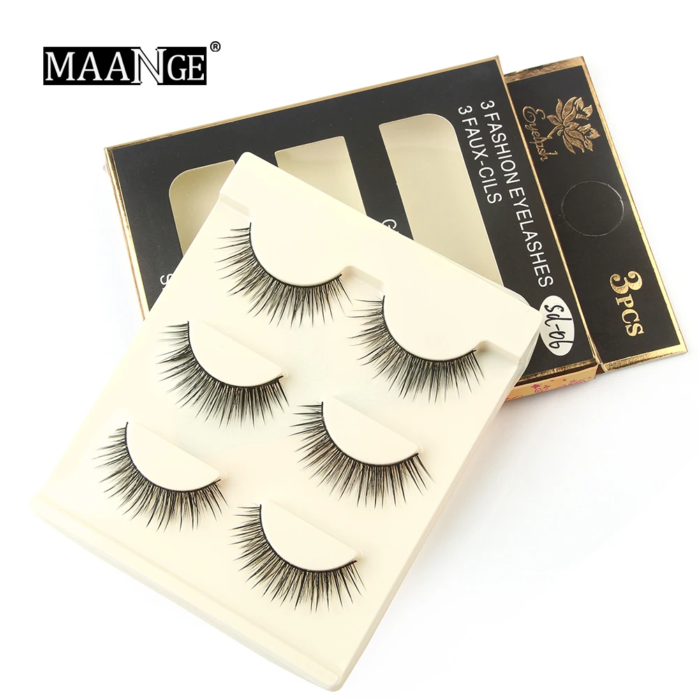

3 Pairs New Fashion natural false eyelashes Mink 3D Lashes professional Handmade Soft Extension Eyelashes Makeup Extension Tools