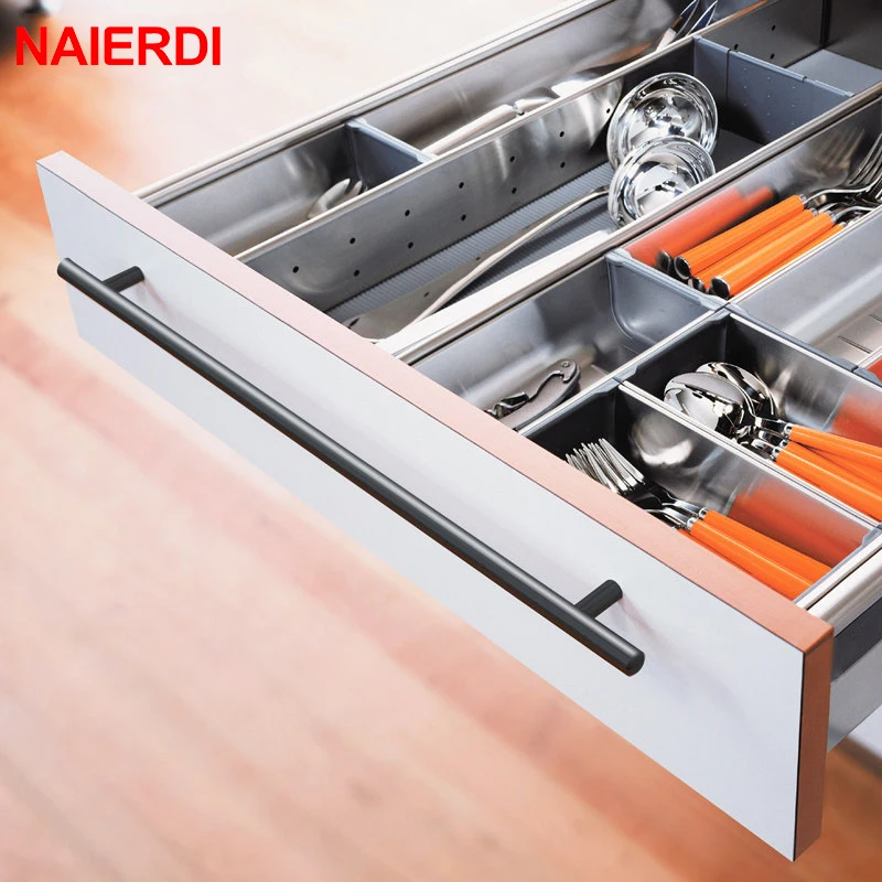 NAIERDI Cabinet Pull Diameter 10mm Stainless Steel Handles 2" ~ 24'' Kitchen Door T Bar Straight Handle Knobs Furniture Hardware furniture handles kitchen door handles