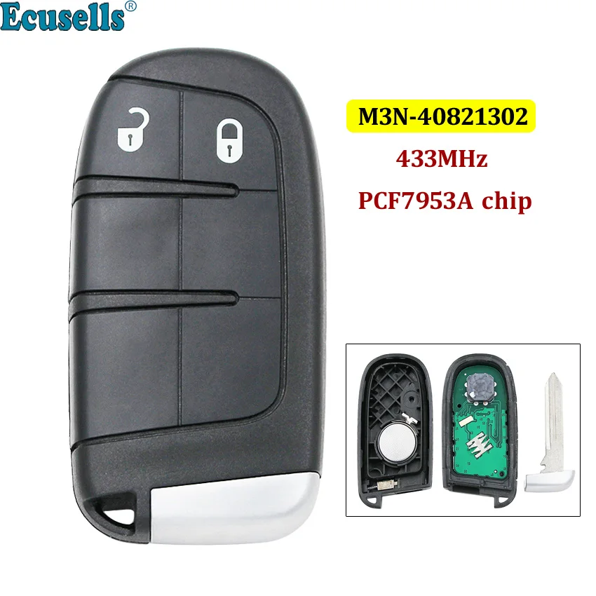 2 кнопки умный дистанционный брелок 433 МГц с чипом 7953A Для Dodge Durango для Chrysler для Jeep uncut FCC ID: M3N40821302