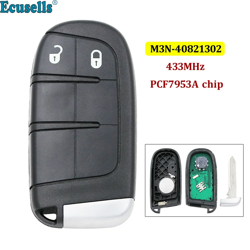 Флейта 433 МГц с 2 кнопками и чипом 7953A Для Dodge Durango для Chrysler Jeep uncut FCC ID: M3N40821302|Ключ от