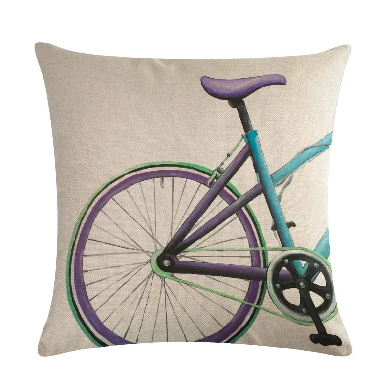 45x45 см наволочка хлопок льняная наволочка винтажный Байк велосипед в стиле ретро декоративная наволочка для дивана