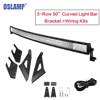 

Oslamp Tri-Row 50inch Curved Light Bar Offroad Driving LED Light with Upper Windshield Mount for Chevy Silverado/GMC Sierra