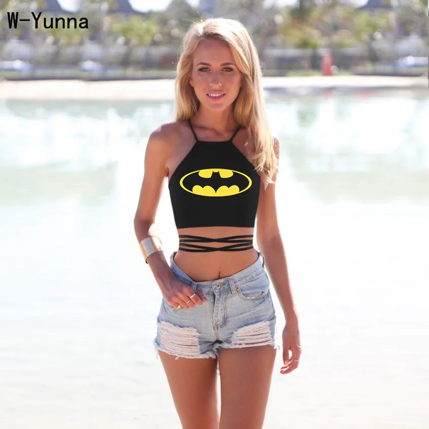 

Batman Smile Face Sexy Tops Crops For Summer Strappy Bustier Crop Top Free Size Adjustable Crop Tops 2019 Hot Fashion Tops
