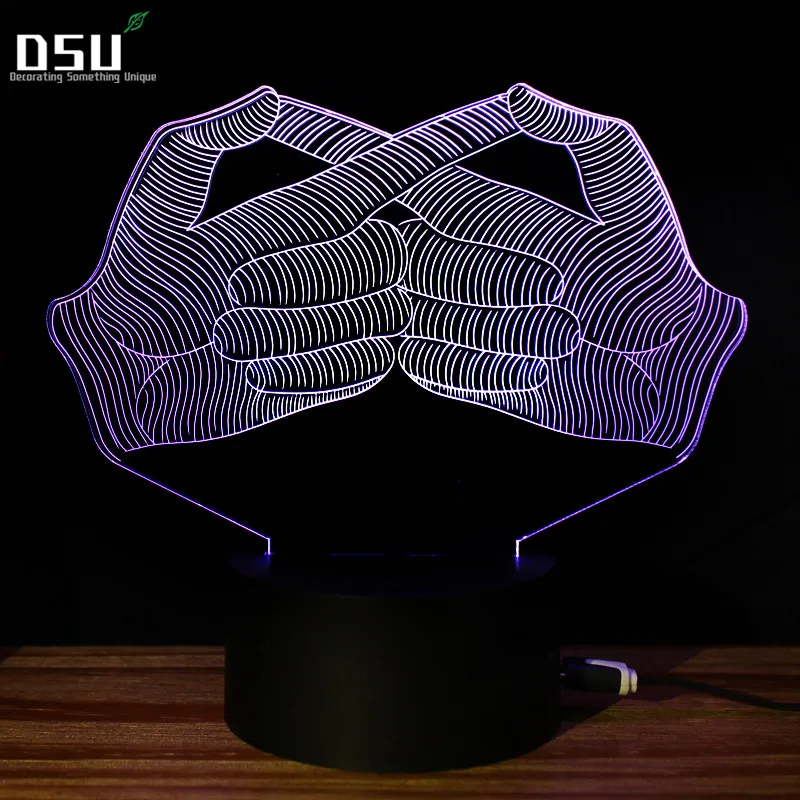 

3D LED Lamp Luminarias Night Light Objet light Gesture LED bulb Light Children's nightlight Visual Illusion Mood Lamp Home Decor